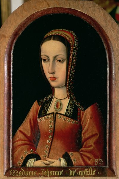 Joanna nebo Juana „Šílený“ z Kastilie (1479-1555), dcera Ferdinanda II. Aragonského (1452-1516) a Isabelly „Katolík“ z Kastilie (1474-1504) od Master of the Legend of St. Madeleine