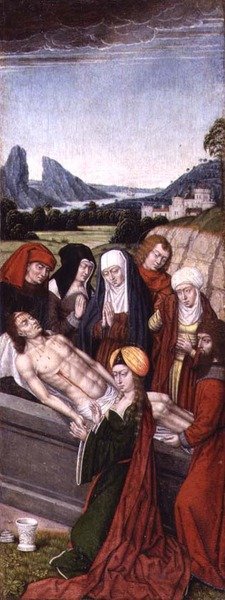 The Entombment (grisaille oleje na panelu) od Master of the Legend of St. Ursula (circle)