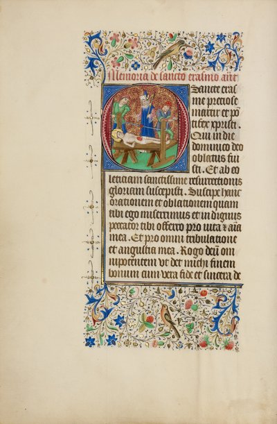 Iniciála O: Mučednická smrt svatého Erasma od Master of the Llangattock Hours