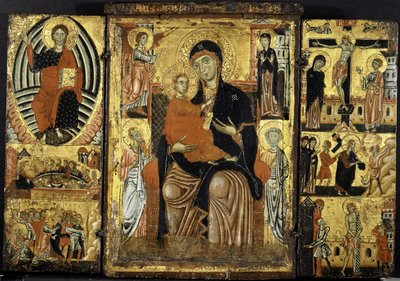 Madonna a dítě na trůnu. od Master of the Magdalen