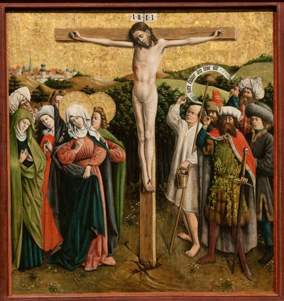 Oltářní obraz Umučení Krista, asi 40. léta 14. století (olej a zlato na dřevě) od Master of the Schlägl Altarpiece