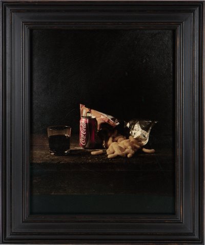 Poslední jídlo v cele smrti, Louis Jones Junior, 2012 (digitální transferový tisk na pergamen z kozí kůže) od Mat Collishaw