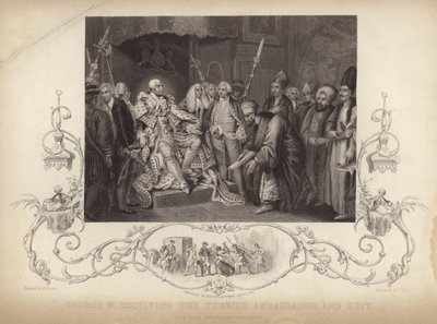 Král Jiří III přijímá tureckého velvyslance a oblek od Mather Brown