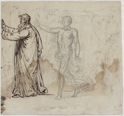 Tři figury [verso] od Mather Brown