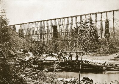 Falling Water Bridge, Nashville a Chattanooga Railroad, 1861-65 od Mathew B. Brady