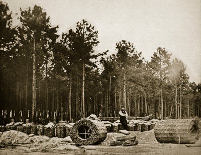 Výroba gabionů před Petrohradem, 1861-65 od Mathew B. Brady