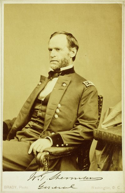 Portrétní fotografie Williama Tecumseha Shermana od Mathew B. Brady