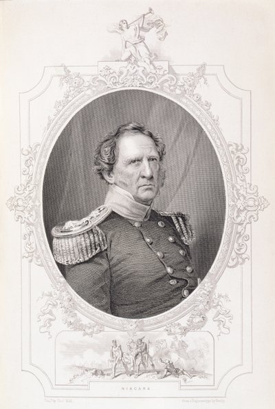 Winfield Scott (1786-1866) z knihy "The History of the United States", II. díl, autor Charles Mackay, rytina Charles Holl z daguerrotypie od Mathew B. Brady
