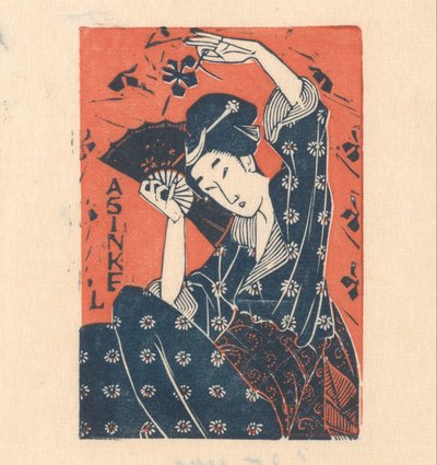 Reklamní karta od A. Sinkela s Japonkou od Mathieu Lauweriks