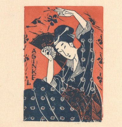 Reklamní karta A. Sinkela s Japonkou od Mathieu Lauweriks