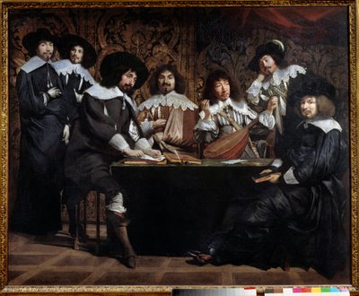 Amatérská setkání nebo akademie Setkání umělců a intelektuálů. Obraz Mathieu Le Nain (Lenain) (1607-1677) 17. století Sun. 1,16x1,46 m Paris musee du Louvre od Mathieu Le Nain