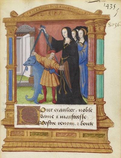 BNF Fr2285 f5r - Delfíní kompas od Maitre de Philippe de Gueldre