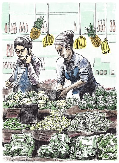 Borough Veg 2, 2013 (tuš na papíře) od Matt Bannister