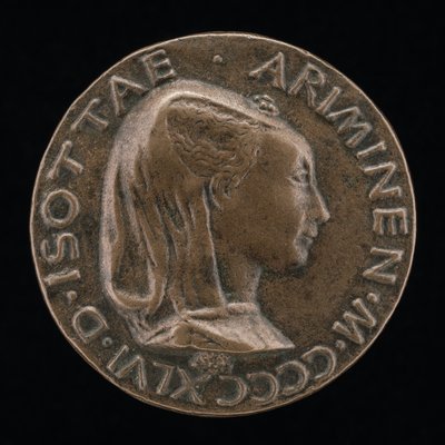 Isotta degli Atti, 14321433-1474, milenka 1446, poté manželka po roce 1453 Sigismonda Malatesty [obv od Matteo di Andrea de Pasti