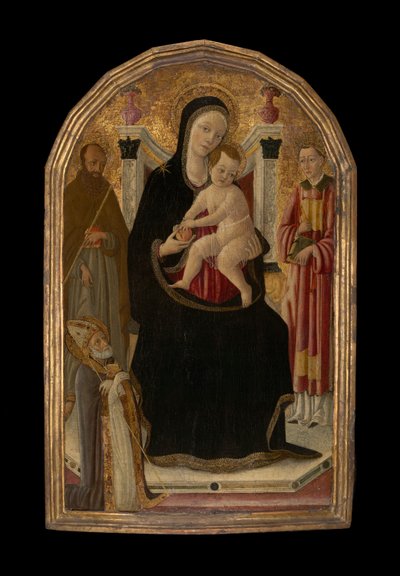 Panna a dítě na trůnu se třemi svatými od Matteo di Giovanni