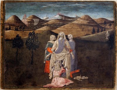 Legenda o Romulovi a Removi: narození Rhea Silvie. Obraz Matteo di Giovanni (1430-1495), detrempe na dřevě, 27,9 x 35,7 cm. Italské umění 15. století. Musee des Beaux Arts de Libourne. od Matteo di Giovanni di Bartolo