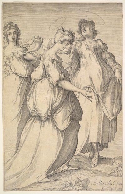 Tři Haloed ženské postavy, ca. 1610-50. od Matthaus Merian