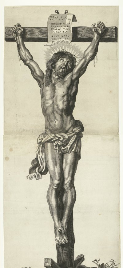 Kristus na kříži Série Ecce homo, Kristus ukřižovaný, Panna Maria a Jan Evangelista od Mattheus Borrekens