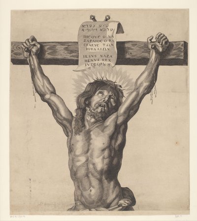Kristus na kříži Série Ecce Homo, Kristus ukřižovaný, Panna Maria a Jan Evangelista (název série) od Mattheus Borrekens
