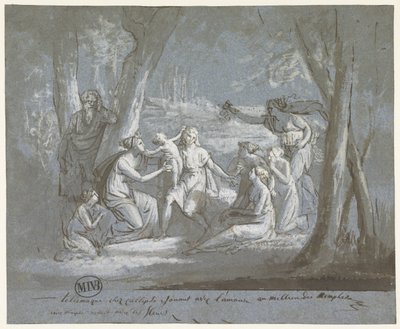 Telemachus a Calypso si hrají s Amorem od Mattheus Ignatius van Bree