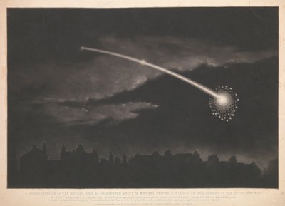 Vyobrazení meteoru pozorovaného v Paddingtonu asi 12 minut před jedenáctou hodinou večer 11. února 1850. od Matthew Cotes Wyatt