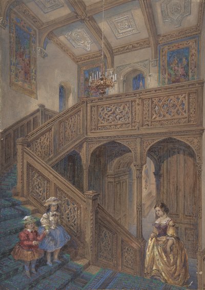 Design pro schodiště v jakubském stylu Recto, Architectural Element Design verso, ca. 1867. od Matthew Digby Wyatt