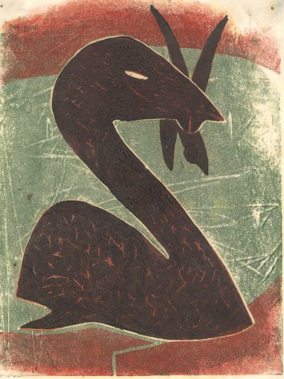 Labuť, 2013 (linoryt) od Matthew Hilton