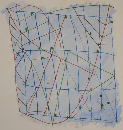 stick chart 2, 2014 (akvarelová pastelka) od Matthew Hilton