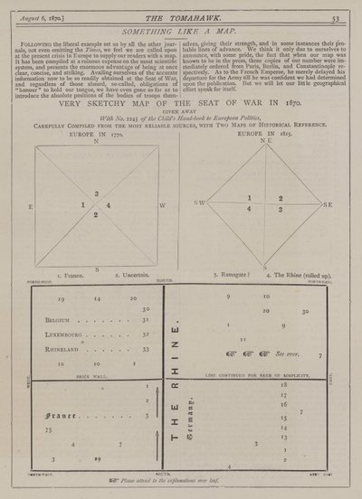 Velmi povrchní mapa války v roce 1870 (barevné lito) od Matthew