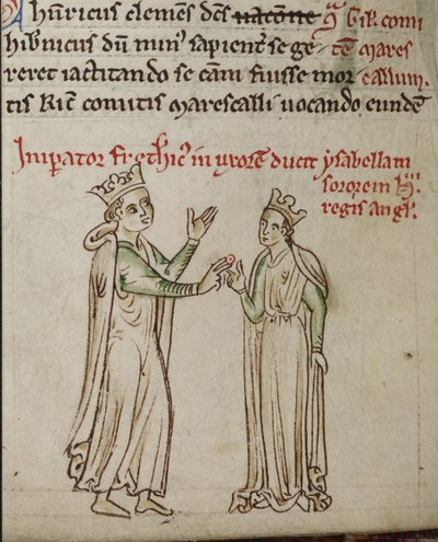 Frederick II a Isabella Anglická Z Historia Anglorum, Chronica majora od Matthew Paris