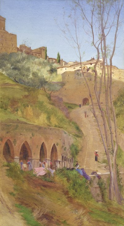 Laundry Woman at the Washing well, San Gimignano, Italy od Matthew Ridley Corbet