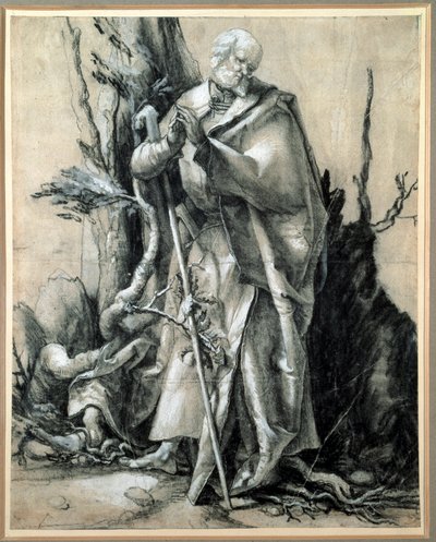 Světec ve dřevě Studie (kresba tuší od Matthias (c.1480 1528) Grunewald