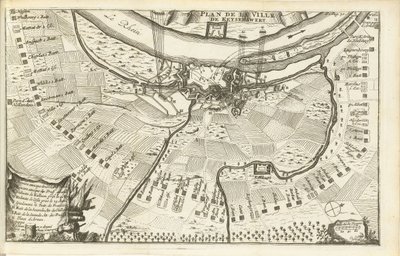 Obležení Keizersweerdu, 1702 Plan de la Ville de Keyserswert (název na objektu) od Matthijs Pool (possibly)