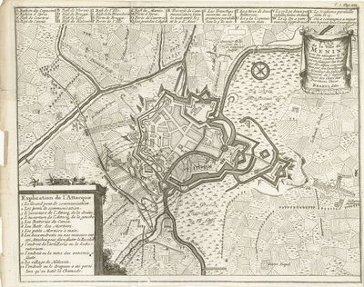 Obležení Meninu, 1706 Plan de la Ville de Menin (...) (název na objektu) od Matthijs Pool (possibly)