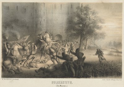 Bulgersteyn obležený Normany, kolem roku 810 Bulgersteyn (Norové) (název na objektu) od Matthijs Willem Gerardus Michielsen