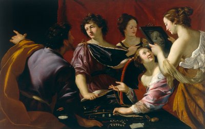 Tasso na dvoře Ferrara (nebo Alegorie pěti smyslů), detail alegorie zraku, c.1630-90 od Mattia Preti