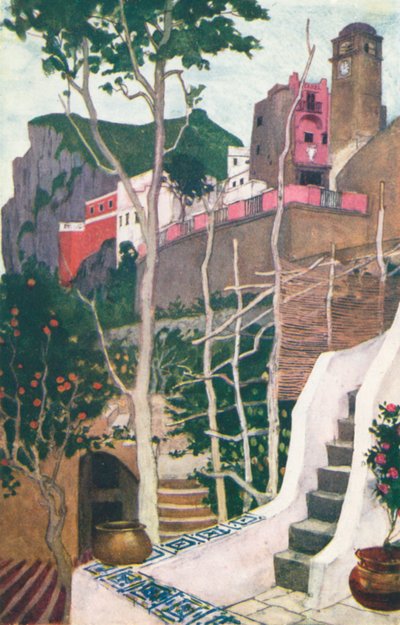 Brána, Capri (barevná litografie) od Maurice (after) Greiffenhagen