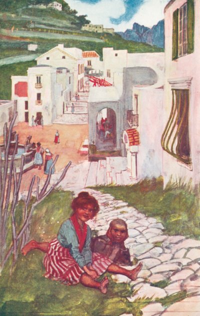 Ulice v Ravellu (barevná litografie) od Maurice (after) Greiffenhagen