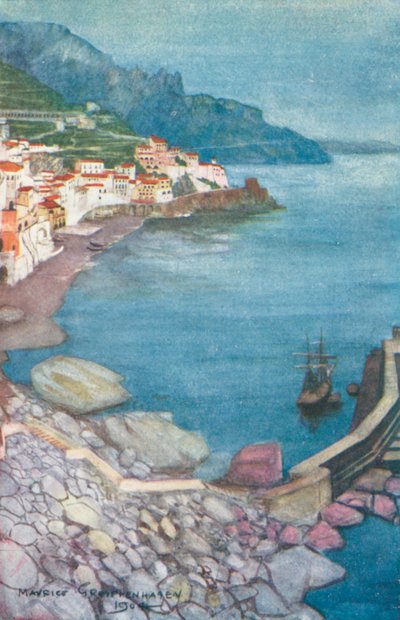Večer na Amalfi (barevná litografie) od Maurice (after) Greiffenhagen