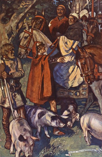 Ilustrace k Ivanhoe od Sira Waltera Scotta (barevná litografie) od Maurice (after) Greiffenhagen