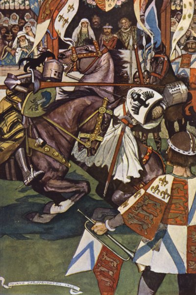 Ilustrace k Ivanhoe od Sira Waltera Scotta (barevná litografie) od Maurice (after) Greiffenhagen