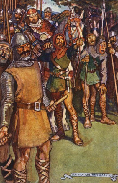 Ilustrace k Ivanhoe od Sira Waltera Scotta (barevná litografie) od Maurice (after) Greiffenhagen