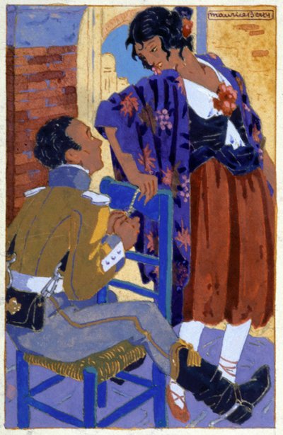 Don Jose a Carmen, c. 1930 (ilustrace) od Maurice Berty