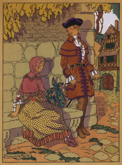 Ilustrace k historii od Manon Lescaut (barevné lito) od Maurice Berty