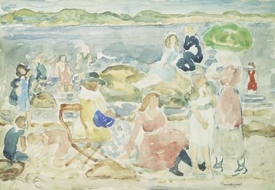 Den na pláži, od Maurice Brazil Prendergast