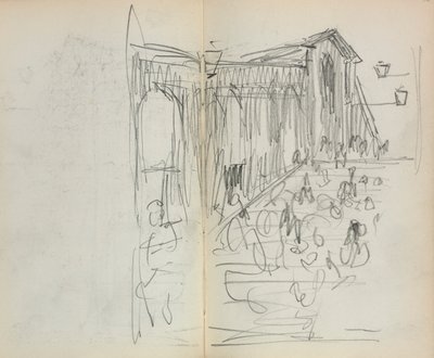 Italský skicář: Most s figurami strana 95 & 96, 1898-1899. od Maurice Brazil Prendergast