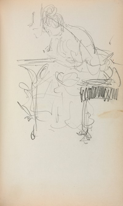 Italský náčrtník: Šití sedící ženy strana 153, 1898-1899. od Maurice Brazil Prendergast