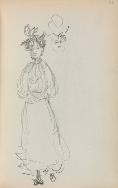 Italský náčrtník: Stojící žena, strana 52, 1898-1899. od Maurice Brazil Prendergast