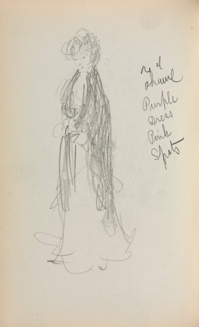 Italský náčrtník: Stojící žena s šátkem strana 53, 1898-1899. od Maurice Brazil Prendergast