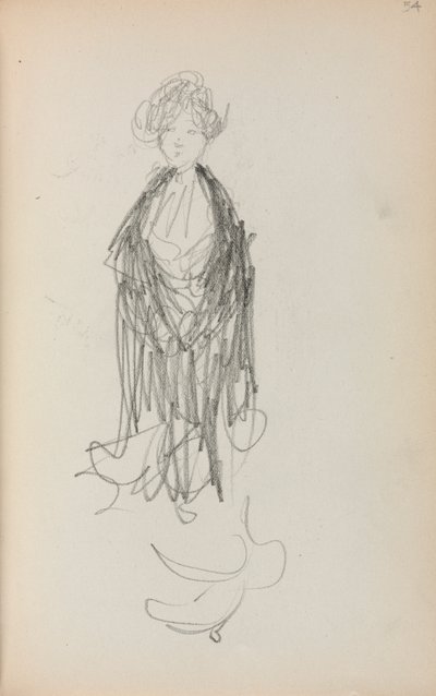 Italský náčrtník: Stojící žena s šátkem strana 54, 1898-1899. od Maurice Brazil Prendergast